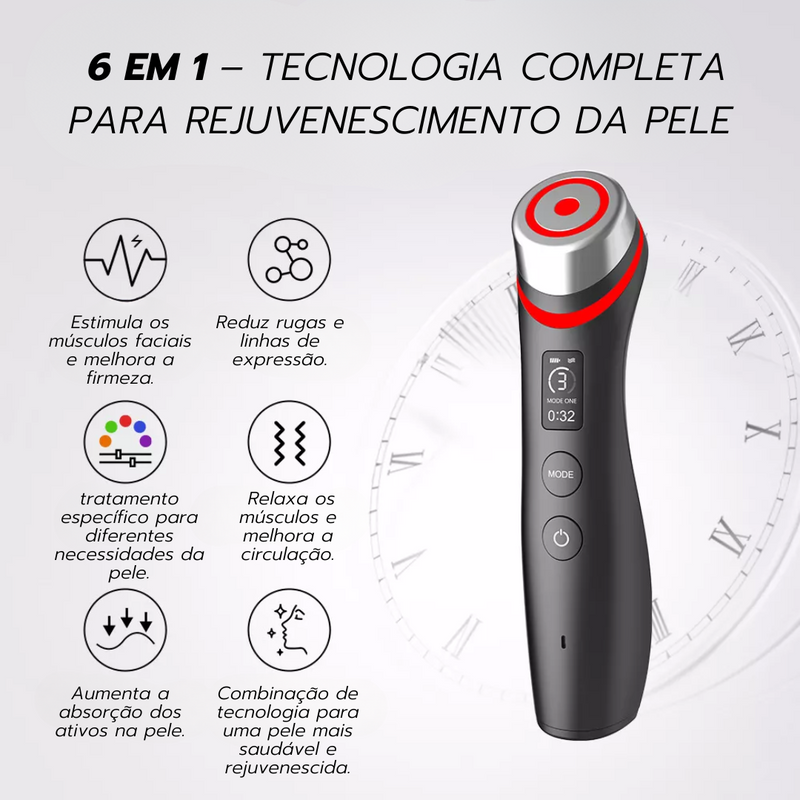 DermaTech Pro 6 em 1  –  Tratamento Facial Completo Rejuvenescimento Redução de Rugas e Linhas