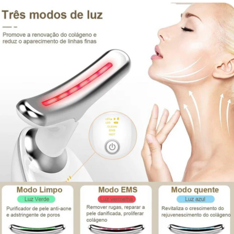 Aparelho de LED Terapia de Luz  3 em 1  Rugas Flacidez e Acne