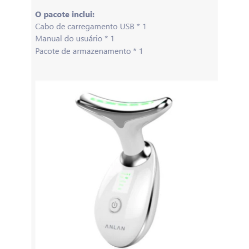 Aparelho de LED Terapia de Luz  3 em 1  Rugas Flacidez e Acne